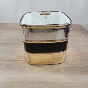 Vintage Culver Ice Bucket Mid Century Modern Tri-Color Gold Silver Black MCM